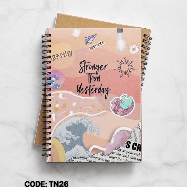 Stronger Than Yesterday printed side open note book #TN26
