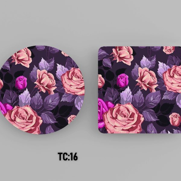 Pink and Bambi roses Printed Acrylic Coaster #TC16