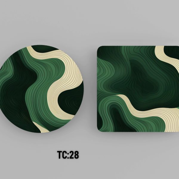 Green Waves Printed Acrylic Coaster #TC28