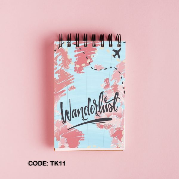 Wanderlust printed top open note book #TK11